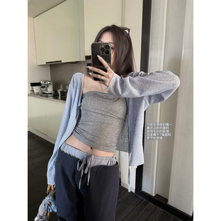 superniniyy 淡颜 跨季 节可前后俩穿肌理感宽松休闲防晒针织开衫