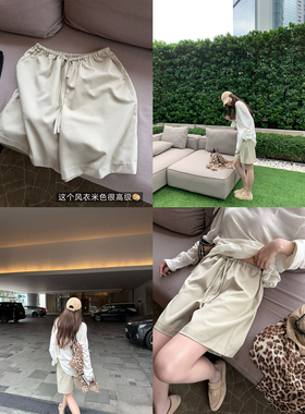 superniniyy 极简时髦中裤 2026新品窄边松紧腰阔腿中裤短裤女夏
