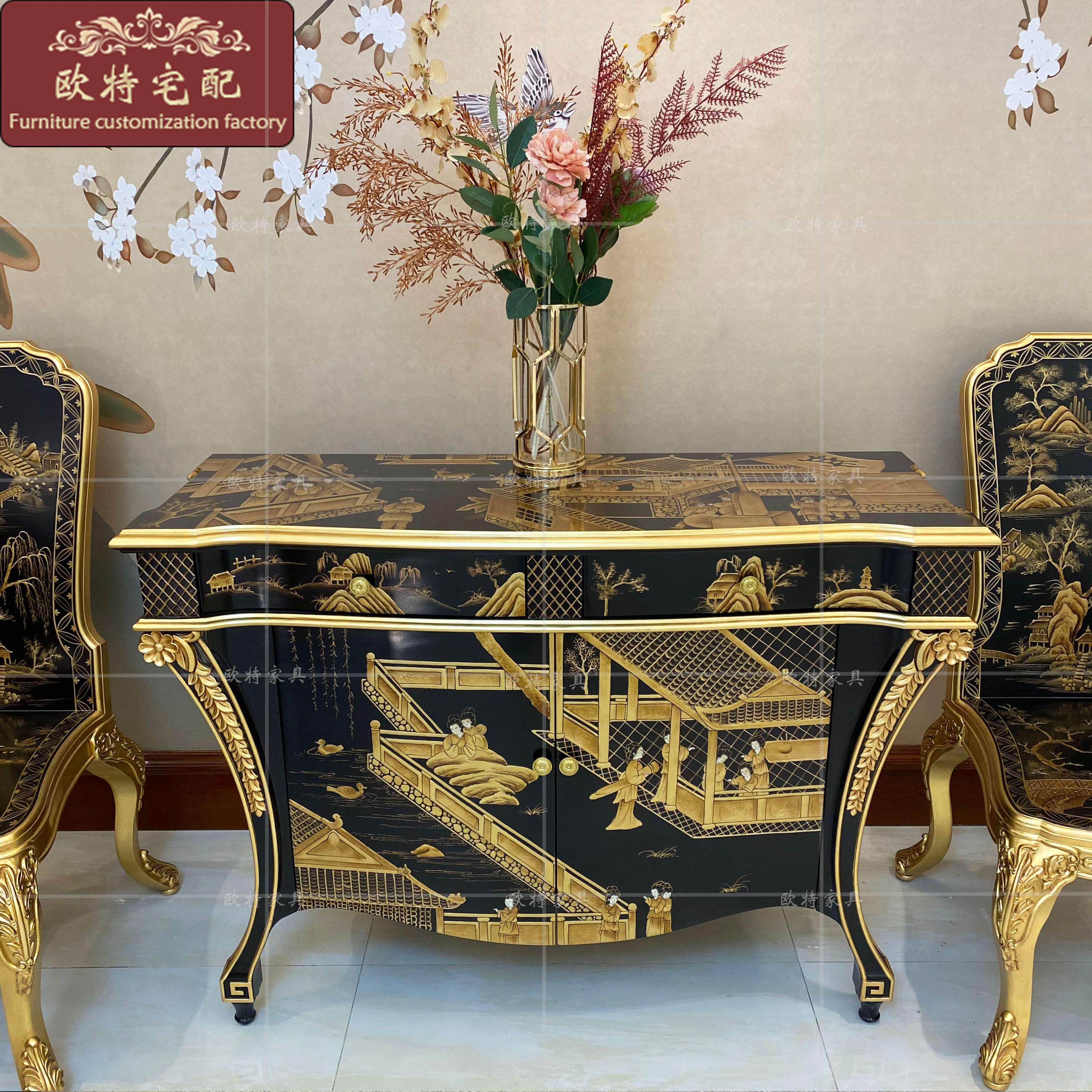 亚历山大家具英式别墅入户玄关柜欧式古典装饰柜玄关台