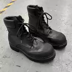 Autumn and Winter Lace-Up Thick-Soled Heavy-Duty Washed Goodyear Distressed Retro Yellow Boots Derby High-Top Shoes Martin Boots