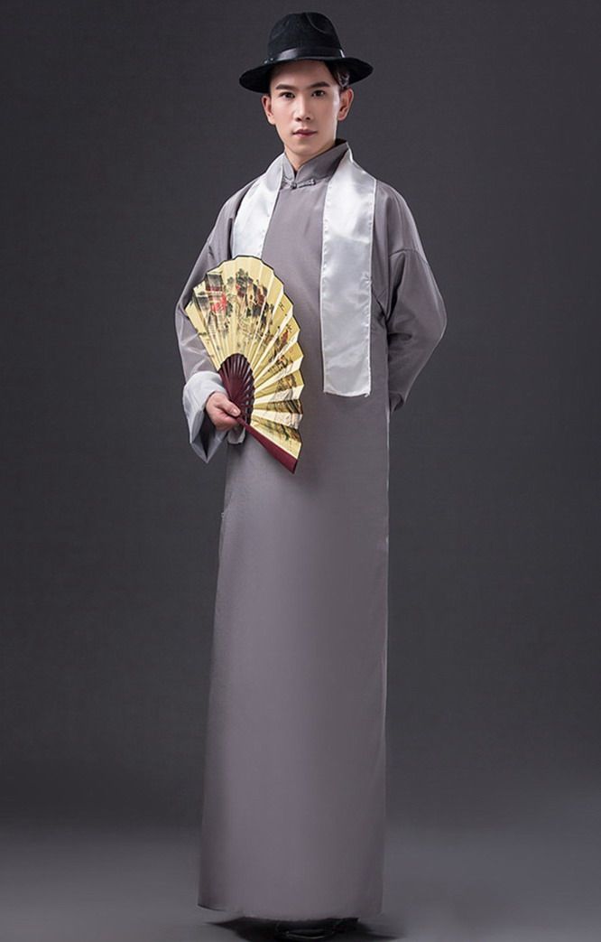 鲁迅长衫长袍相声演员古装教书先生功夫衫五四青年民国服装男xf09