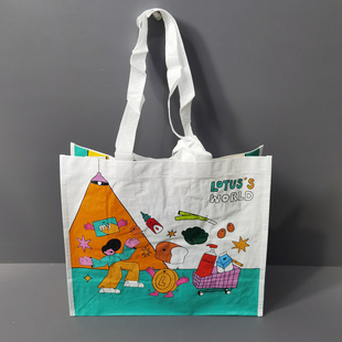 外贸原单大容量卡通防水覆膜编织袋超市环保购物袋手提袋单肩包