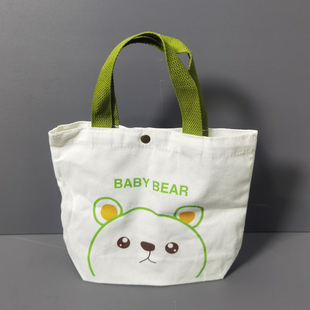 外贸原单小号便携帆布手拎包卡通手提带饭包便当包环保袋收纳袋