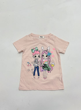 新品纯原外单女童中大童可爱卡哇伊夏季纯棉短袖T恤 H4