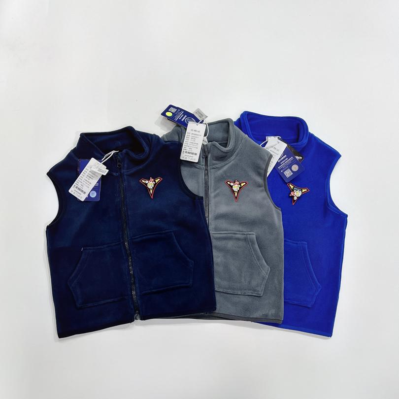 秋冬卡通儿童双面绒奥利绒男童女童背心外穿内搭拉链马甲O4