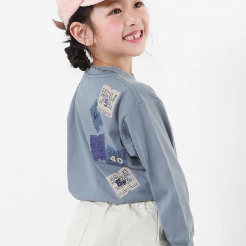 儿童纯棉卡通可爱圆领长袖T恤