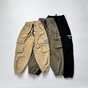 口袋工装 时尚 裤 长裤 170E1 新款 120 纯棉布带氨纶中大童春秋款