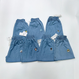 牛仔裤 儿童莱赛尔松紧腰薄款 凉感冰丝长裤 110 新款 150 夏款