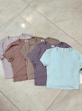 又到新颜色SunD best夏款女士少女短款露肚脐瑜伽休闲短袖T恤ZA