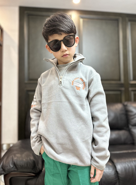 新款中大童亲子紧密摇粒绒外穿打底套头百搭卫衣春秋冬自留款 M 3