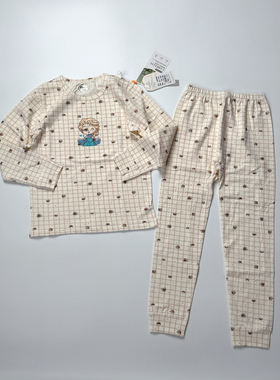 秋冬纯棉带氨纶莱卡长绒棉弹力无骨家居服内衣套装睡衣BA2