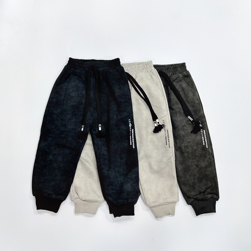 新品儿童双层德绒松紧腰时尚长裤