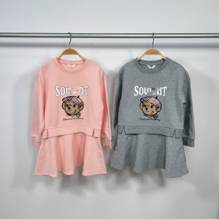 断码高货女童秋款高克重品牌女童中大童纯棉长袖连衣裙105-170 O3