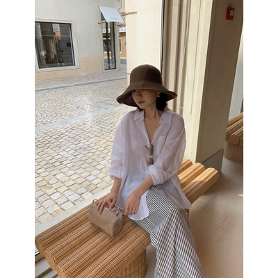 BLUEPOPS-26年春款简约防晒苎麻翻领衬衫a6033