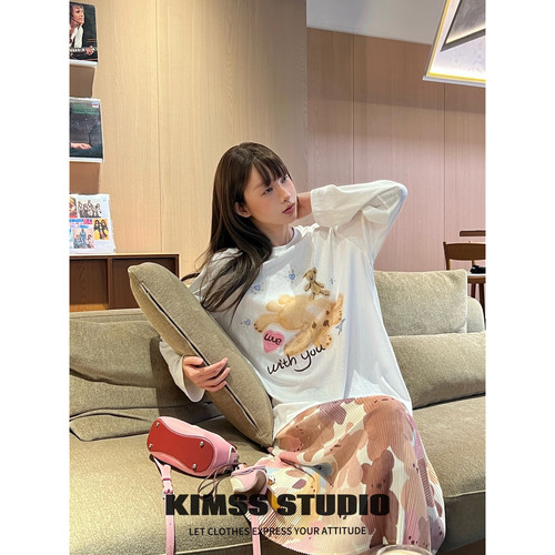 小野家Kimss-爱小熊印花长袖T恤(不含下装+包包)16T121