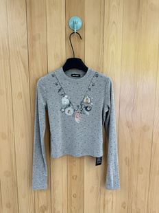 早秋SKip Smile~正确版时髦趣味卡通猫咪项链T恤修身波点T上衣入