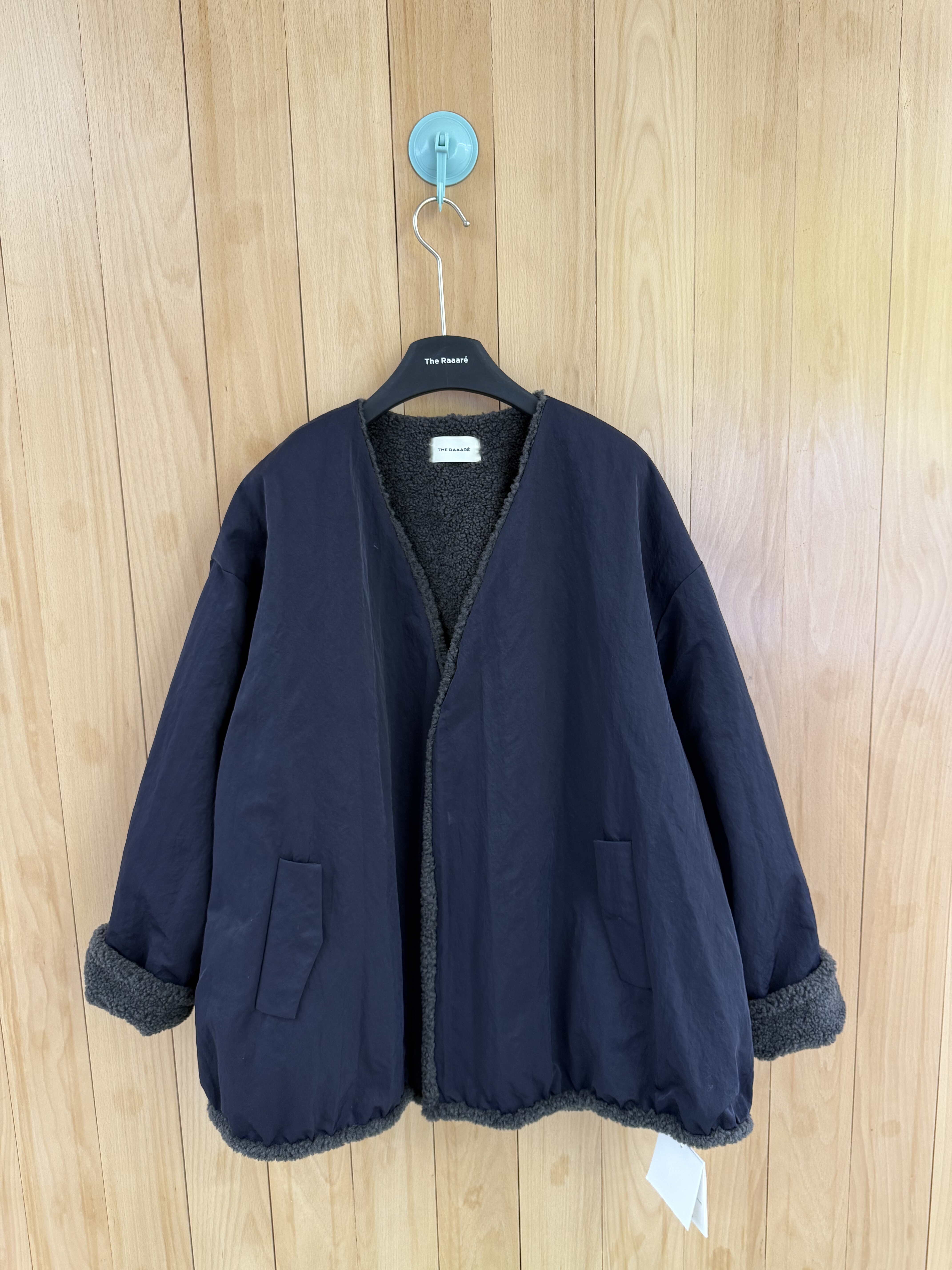 秋冬THE RAAARÉ买手店加厚环保羊羔毛内里V领棒球服夹克外套 2色