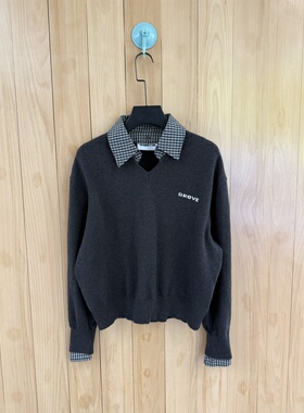 早秋DANN棉羊毛混纺格子两件套可拆卸设计 时髦洋气 嗲嗲针织衫入