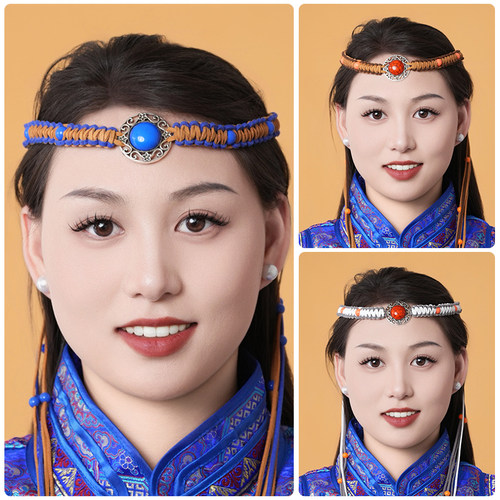 蒙古族头饰女手工串珠发带民族风演出发饰蒙古袍舞蹈演出男女儿童