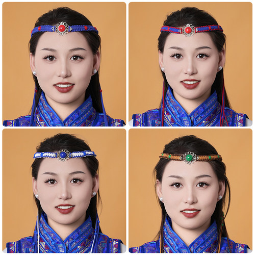 新款蒙古族舞蹈头饰男女通用发带民族演出发饰服装配饰蒙古服头饰