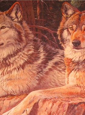 蒙古毡画狼情侣蒙特色挂画装饰画