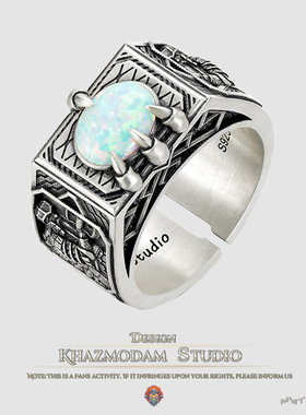 霍比特人戒指925纯银魔戒欧泊石