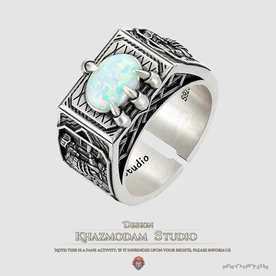 霍比特人戒指925纯银魔戒欧泊石