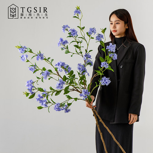 蓝雪花仿真花落地装饰假花