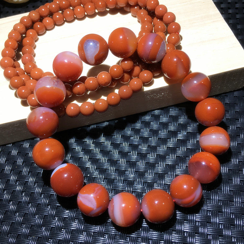 天然南红玛瑙手链手串保山川料满肉冰飘柿子红荔枝冻单圈多圈男女