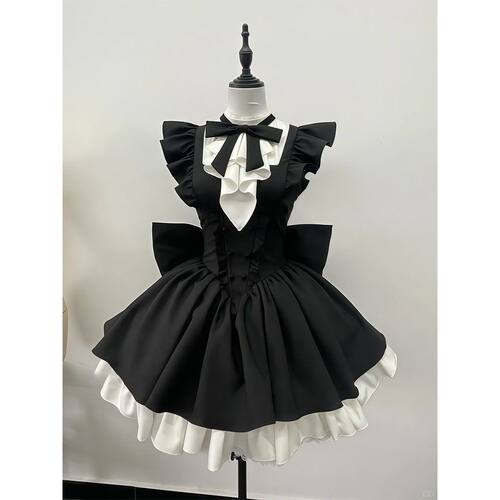 【黑蝶绮梦】优雅公主doll感连衣裙 大蝴蝶结+飞袖设计Lolita裙