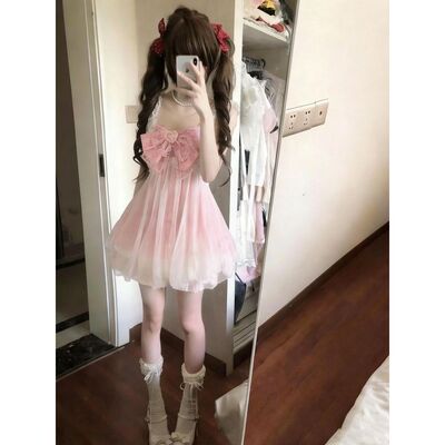 【星野轻唱】温柔氛围感连衣裙夏季新款甜美蝴蝶结设计感吊带裙女