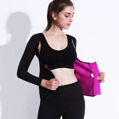 拉链托胸长袖爆汗服健身