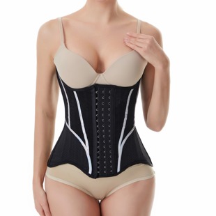 25骨乳胶蕾丝塑身衣收腹产后塑形托胸束腰带腰背夹腰封女
