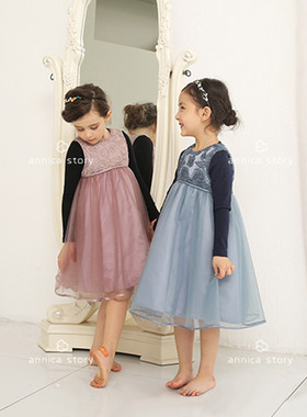 冬annica story夹棉加厚公主裙女童纱纱背心裙连衣裙an31181