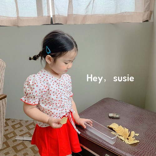 童装女童纯棉短袖两件套宝宝套装