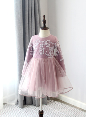 冬款韩国童装加绒加厚纱纱裙女童连衣裙礼服 32167