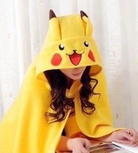 卡通皮卡丘宅人披肩披风斗篷史迪奇毯居家服冬季zha