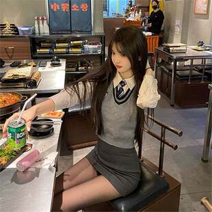 学院风2026春秋季马甲女韩版小个子穿搭显瘦两件套炸街学生JK制服