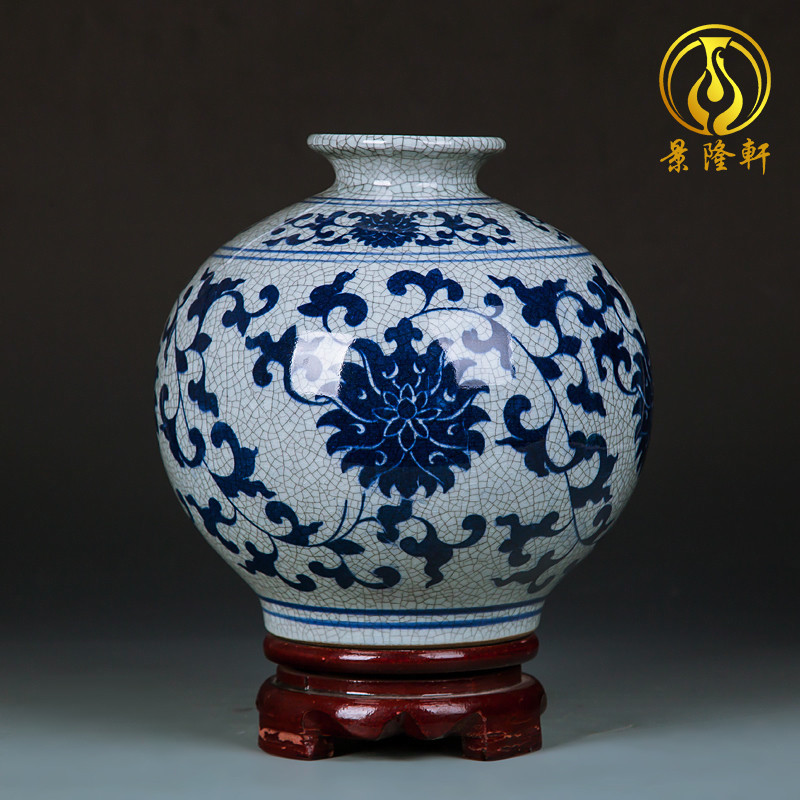 景德镇花瓶仿古裂纹釉家居摆件