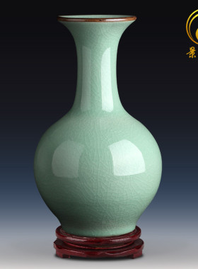 景德镇陶瓷器青瓷花瓶彷古中式客厅电视柜插花装饰品家居瓷瓶摆件