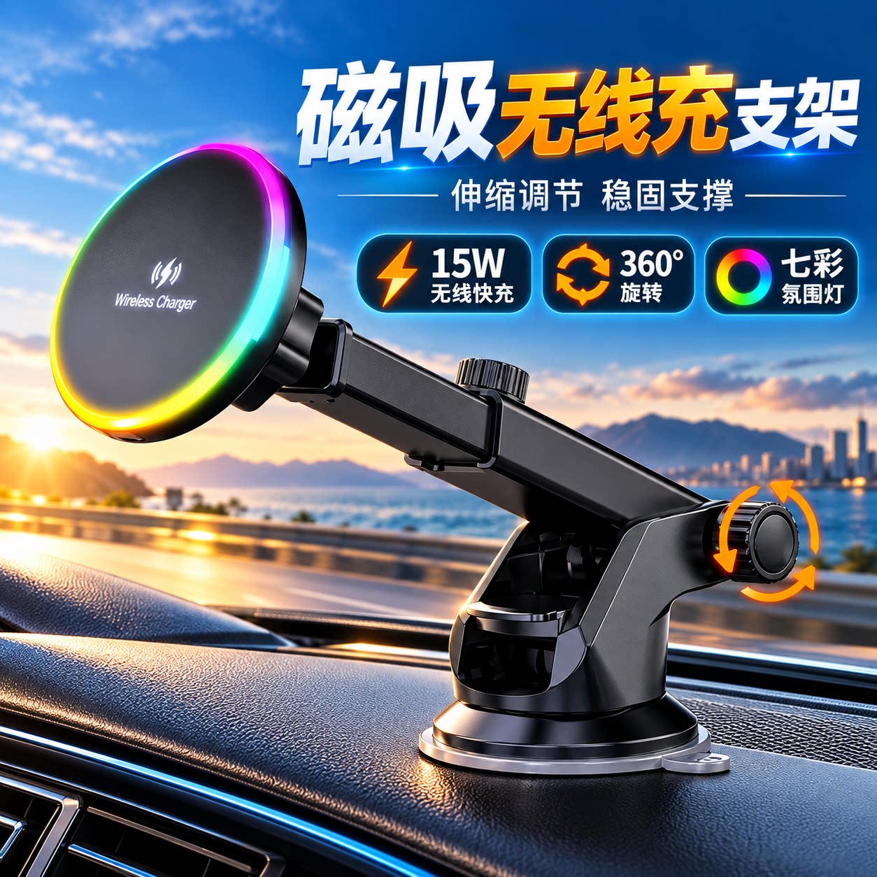 车载制冷散热手机支架磁吸magsafe无线充电快充2026新款汽车导航