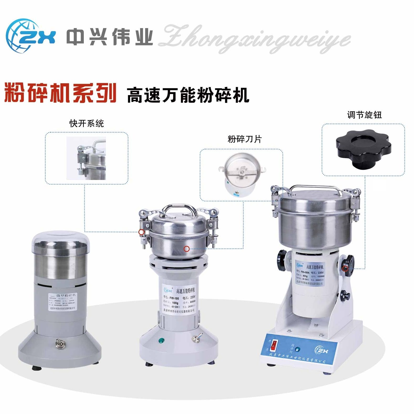 【北京中兴伟业】高速万能粉碎机FW80/100/200/400A刀片土矿石粮,机械设备,粉碎机,淘宝优惠券,粉丝福利购,淘宝优惠卷