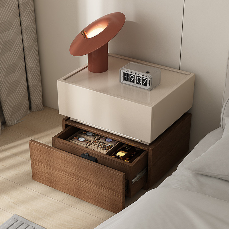 实木暗格床头柜2026新款中古奶油风储物柜隐藏抽屉悬浮积木床边柜,住宅家具,床头柜,淘宝优惠券,粉丝福利购,淘宝优惠卷