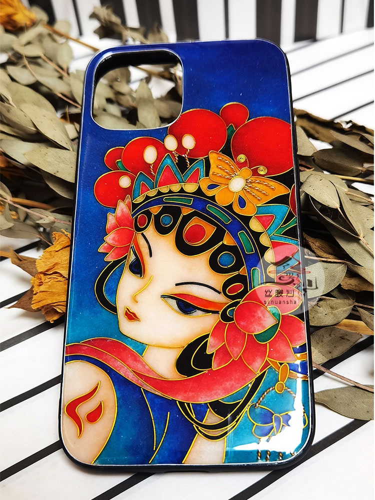 丝暖沙景泰蓝掐丝珐琅画国潮花旦手机壳送闺蜜diy手工材料包包邮