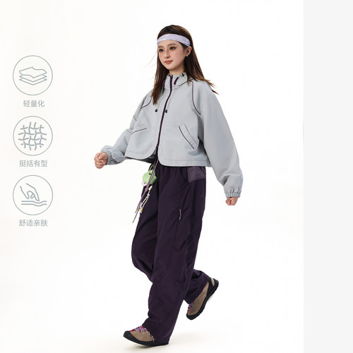 机能风连帽拉链短款夹克女春秋