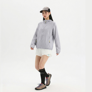 时尚户外轻薄休闲连帽拉链防晒服女2026夏季外套运动透气防晒衣潮