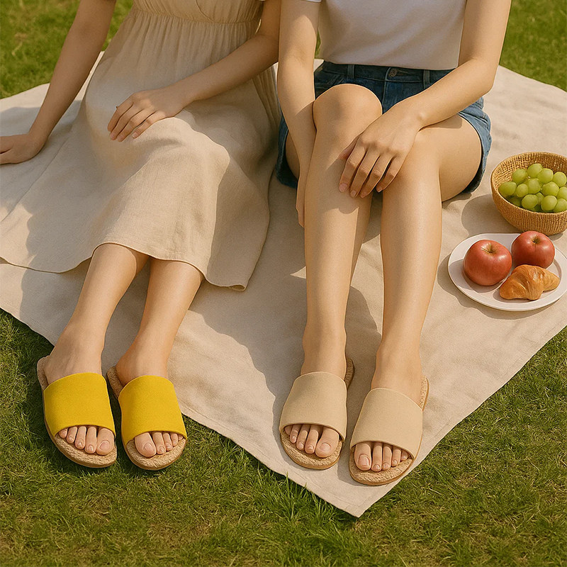 茧墨 北欧简约亚麻凉拖鞋 舒适休闲时尚百搭家居法式日系韩版网红