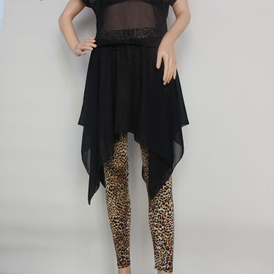 春夏季外穿大码打底裤女假两件一体裙裤高腰叠穿裤裙带屁帘长裤子