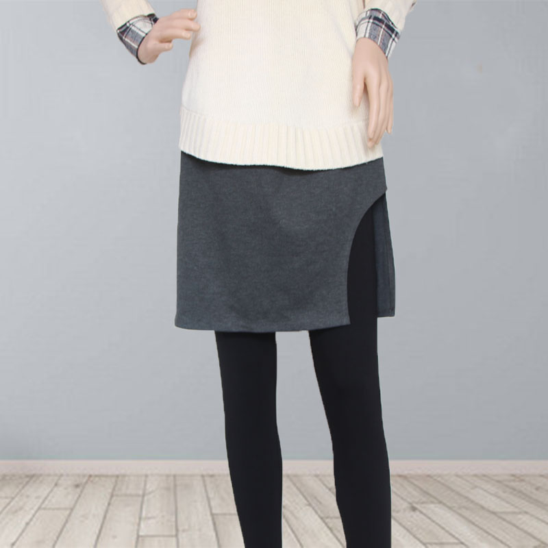 加档裙裤一体带不规则小开叉半裙