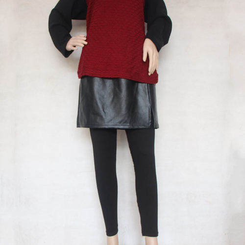 带遮臀皮裙的打底裤假两件